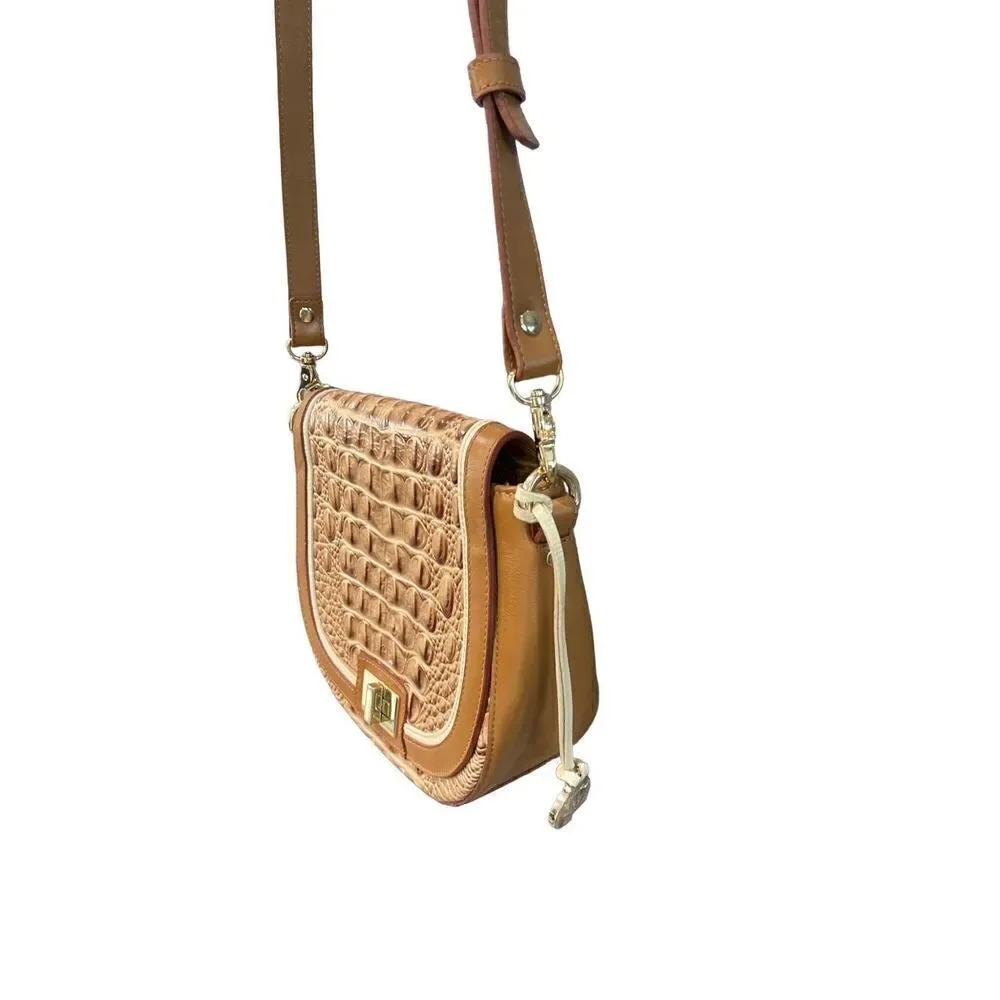 Brahmin Women's Brown Croc Embossed Crossbody Bag